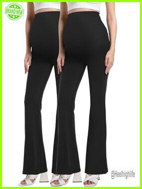 Maternity Flare Leggings Over The Belly Buttery Soft Bell Bottom Yoga Lounge